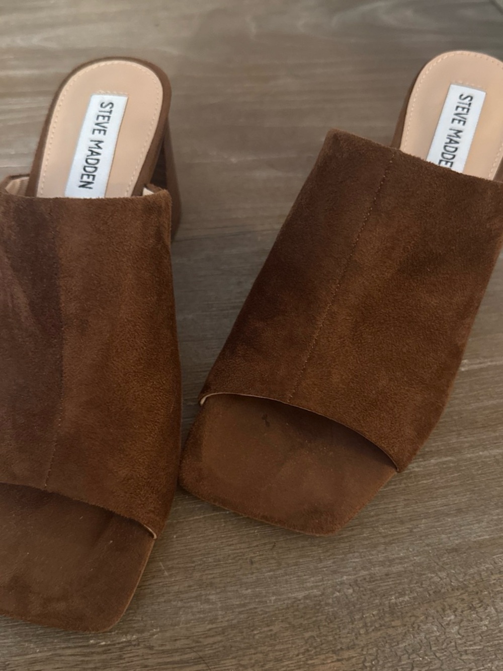 Steve Madden Chocolate Brown Slip On Mules